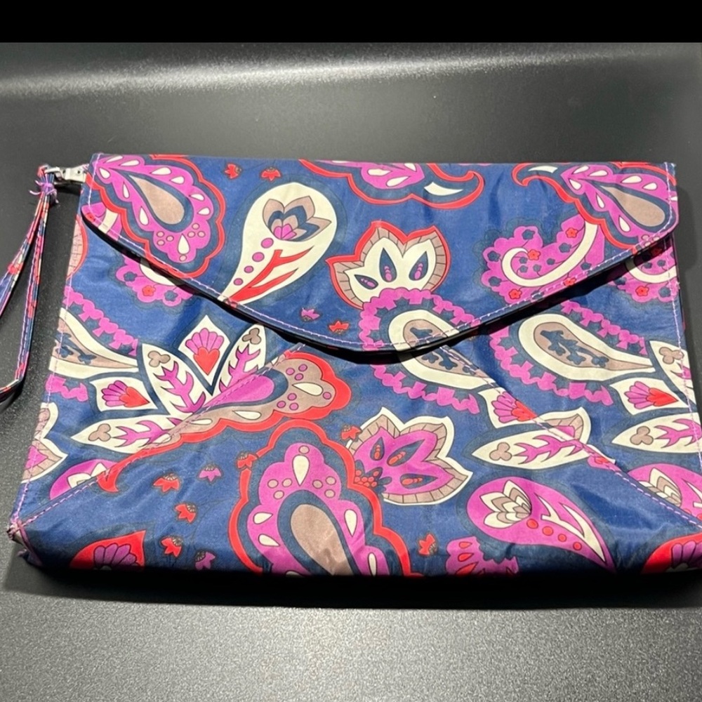 Paisley Clutch Wristlet Purple Blue & Red Paisley Print